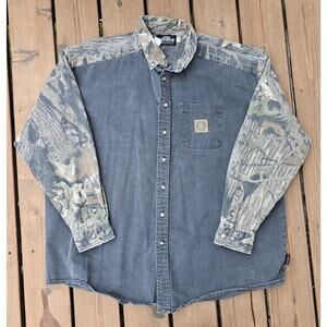 VTG Legendary Whitetails Long Sleeve Shirt Mens 3X Black Mossy Oak Camo Break Up